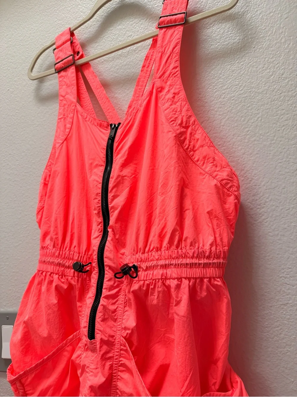 Free People Coral Neon/ orange Lightweight Utility Jumpsuit